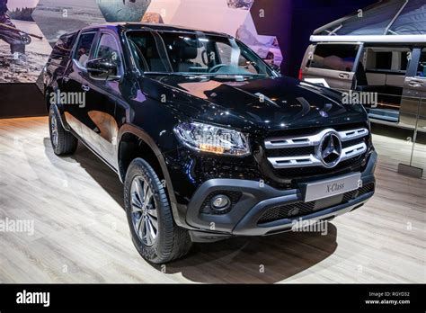 Brussels Jan 18 2019 Mercedes Benz X Class Luxury Pickup Truck Showcased At The 97th