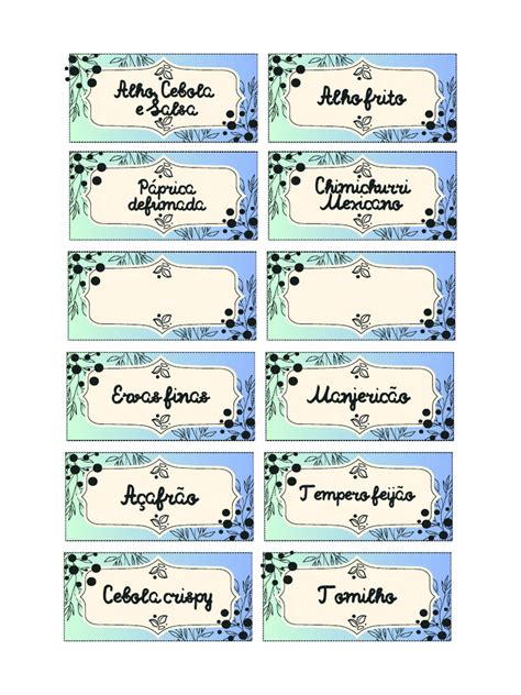 Nomes De Chas De A A Z - Documento A4 Etiqueta Com Nomes de Chás para Imprimir Verde | PDF
