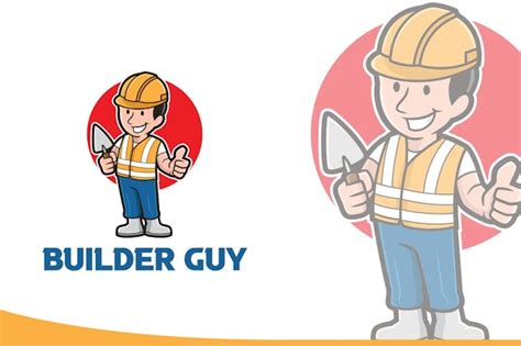 Builder Guy Cartoon Logo Mascot - Design Template Place