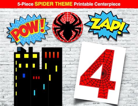 SPIDER Birthday Centerpiece NUMBER 4 Superhero Birthday Spider Party