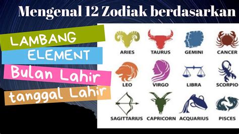 12 Zodiak Berdasar Lambang Elemen Bulan Dan Tanggal Lahir Youtube