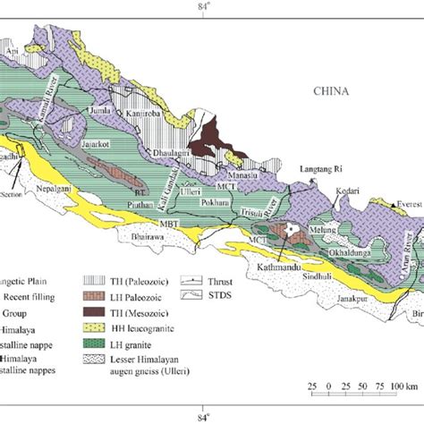 Geological Map Of Nepal Modified After Upreti And Le Fort 1999 LH