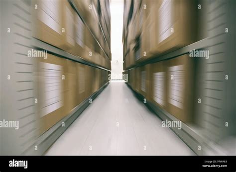 Metal Shelves Full Of Documents Stored In An Old Archive Old Archive