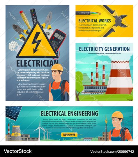 Electrician engineering poster Royalty Free Vector Image