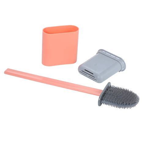 Flat Toilet Brush With Holder Silicone Toilet Bowl Cleaner Brush With