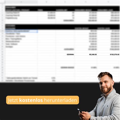 Kostenlose Cashflow Tabelle für Personal Trainer Coaches