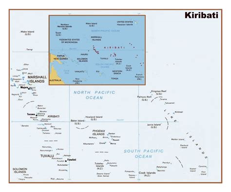 Large Detailed Political Map Of The Republic Of Kiribati Kiribati