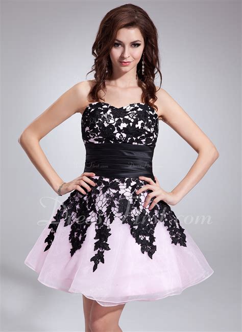 A Lineprincess Sweetheart Shortmini Organza Homecoming Dress With