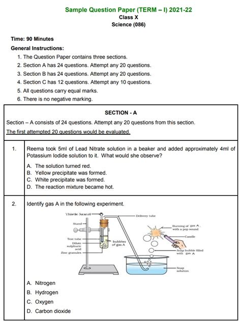 Download Cbse Class 10 Sample Paper And Marking Scheme 2021 22