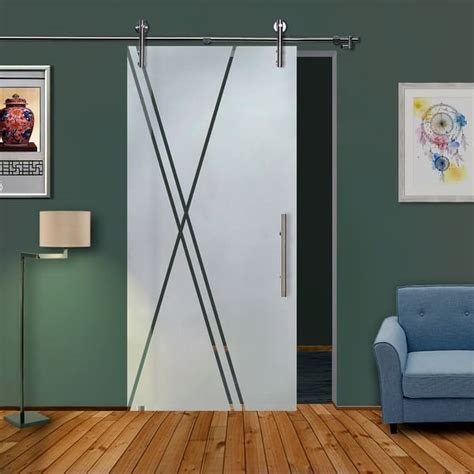 Sliding Glass Barn Door With X Design V1000 Bed Bath And Beyond 34149283