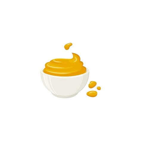 Premium Vector Mustard Sauce Bowl Vector Icon Honey Cream Cartoon Dip