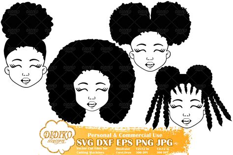 Afro Woman Svg Eps Png Dxf Afro Woman Silhouette Cut File Afro Woman