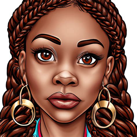 Beautiful African American Girl Disney Princess Pop Art Style Cartoon