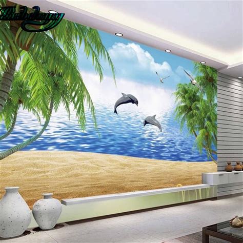 Beibehang dolphin bay amantes hd lounge sofá parede tv fundo