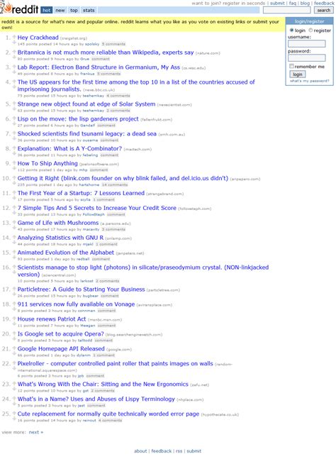 Reddit In 2005 Web Design Museum