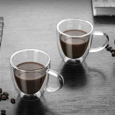 Handmade Heat Resistant Double Wall Glass Cup Sophisticated Look For Coffee