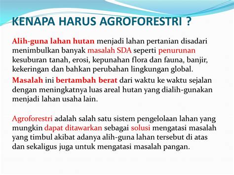 Peranan Agroforestri Dalam Mitigasi Perubahan Iklim