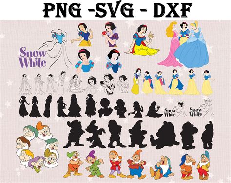 Snow White And The Seven Dwarfs Bundle Svg Dxf Png Snow Etsy