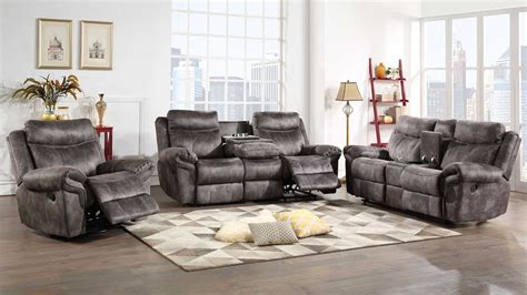 Nashville Reclining Sofa Set - Gray | Home Furniture