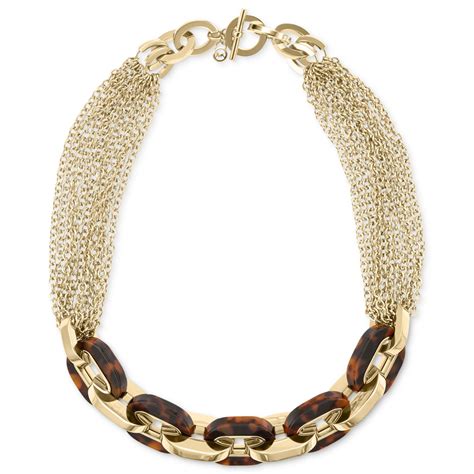 Michael Kors Gold Tone Tortoise Collar Necklace In Gold No Color Lyst