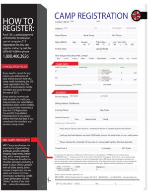 Fillable Online Registration Form NBC Camps Fax Email Print PdfFiller