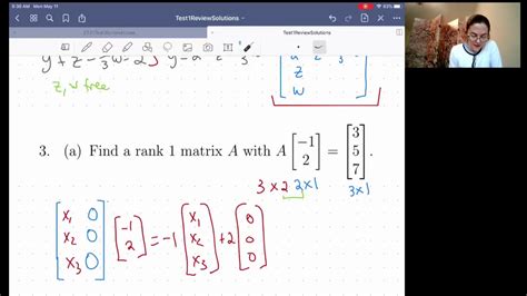 Linear Algebra Test 1 Review Youtube