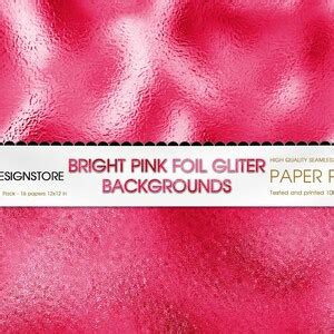 Bright Pink Foil Glitter Seamless Digital Paper Neon Pink Digital