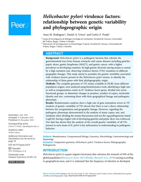 Pdf Helicobacter Pylori Virulence Factors Relationship Between