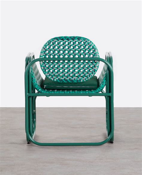 Fauteuil avec Accoudoirs en Aluminium et Rotin Synthétique avec Coussin