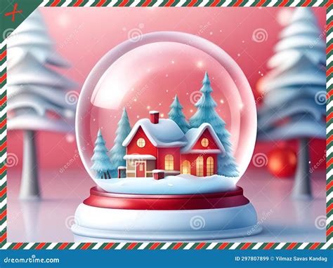 Snow Globe with Christmas Village in Snowfall. Stock Illustration ...