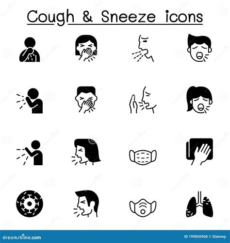 Cough And Sneeze Icons Set Vector Illustration Graphic Design Stock