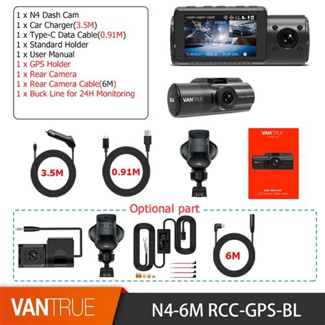 Vantrue N Dash Cam Lens K Uhd Car Video Recorder Dvr Dashcam Rear