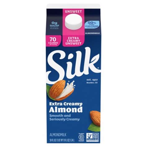 Silk Dairy Free Unsweetened Extra Creamy Almond Milk 59 Fl Oz Kroger