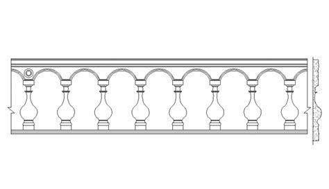 Classic Wooden Railing Front Elevation Cad Block Details Dwg File Cadbull