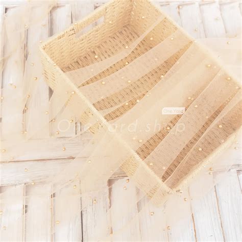 Pearled Nude Soft Mesh Tulle Fabric By The Yard OneYard
