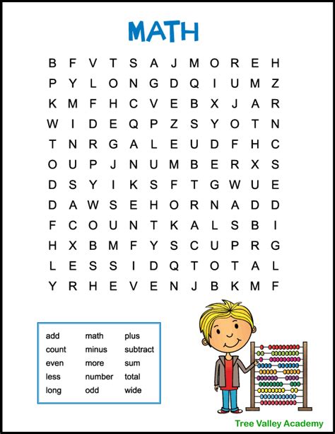 Math Word Search Free Printable