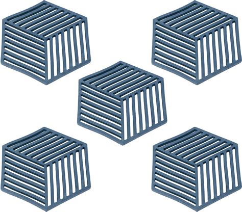 5PCS Silicone Trivet Mats Heat Resistant Bowl Mats For Drinks Outdoor Table Hot Dishes Blue