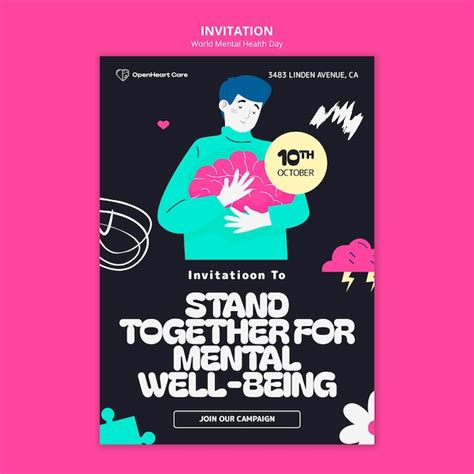 Premium PSD World Mental Health Day Invitation Template