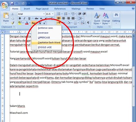 Cara Merubah Tulisan Menjadi Huruf Kapital Di Word