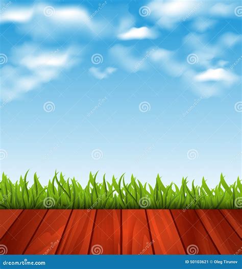 Freshness Spring Green Grass And Wood Floor Stock Vector Illustration Of Growth Environment