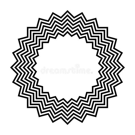 Abstract Geometric Circle Zig Zag Lines Pattern For Round Frame Stock