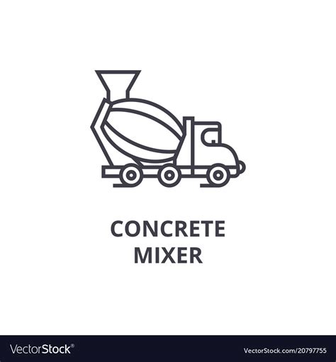 Concrete Mixer Line Icon Sign Royalty Free Vector Image