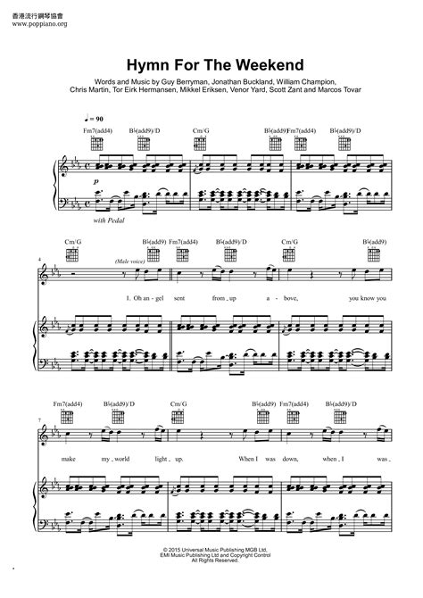 Coldplay Hymn For The Weekend Sheet Music Pdf Free Score Download ★