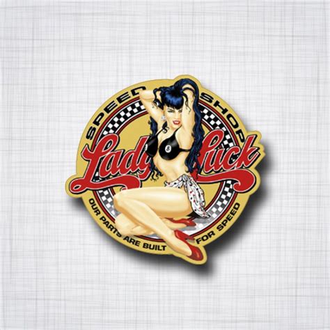 Sticker Pin Up Lady Luck