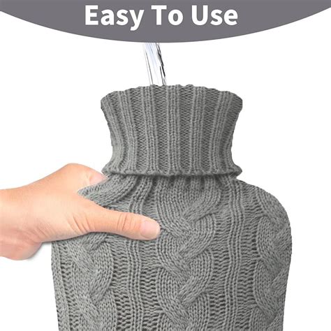 Natural Rubber 2l Hot Water Bottle With Knitted Cover For Full Body