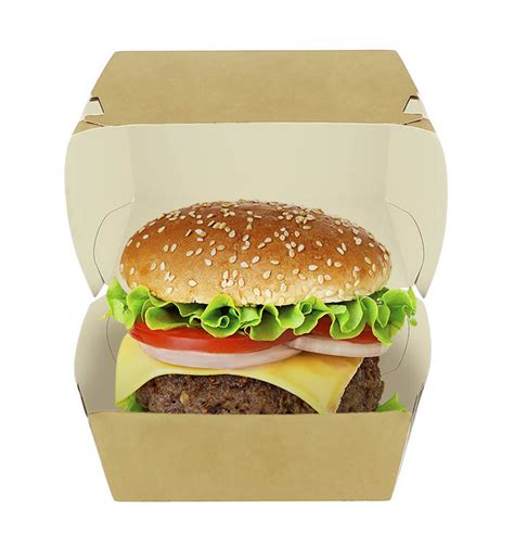 Caja Hamburguesa en Cartón Kraft Doble Cierre 11x11x7 5cm 50 Uds