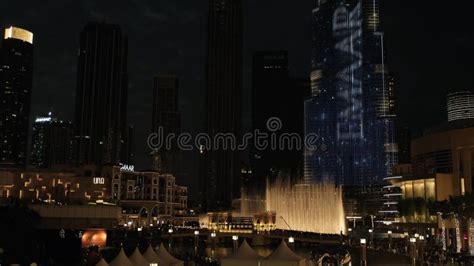 Evening Singing Fountain Show Near Burj Khalifa Stock Footage Video