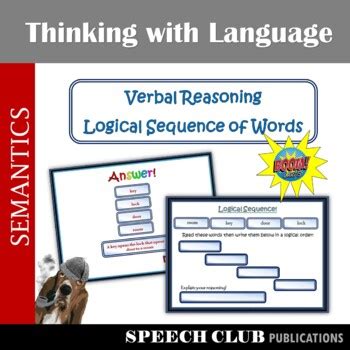 Verbal Reasoning Logical Sequence Of Words By Speech Club Publications