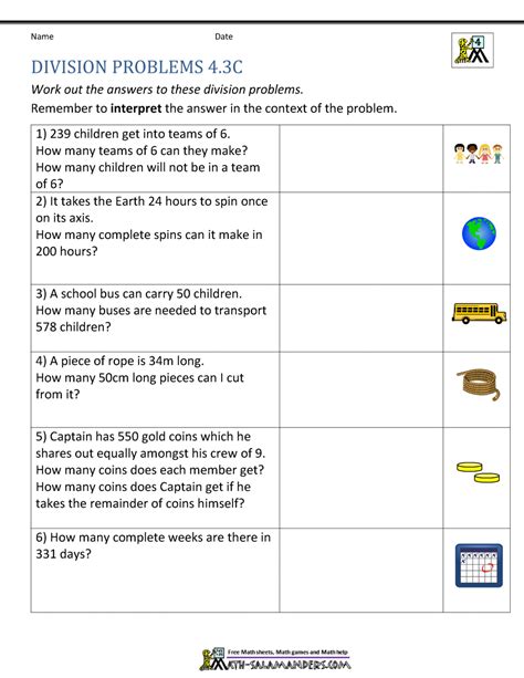 Division Worksheets Grade 4 Worksheets Library