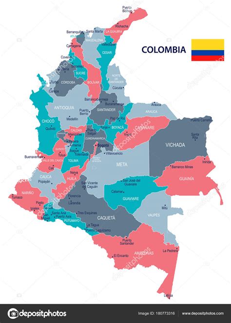 Colombia - map and flag - Detailed Vector Illustration — Stock Vector ...